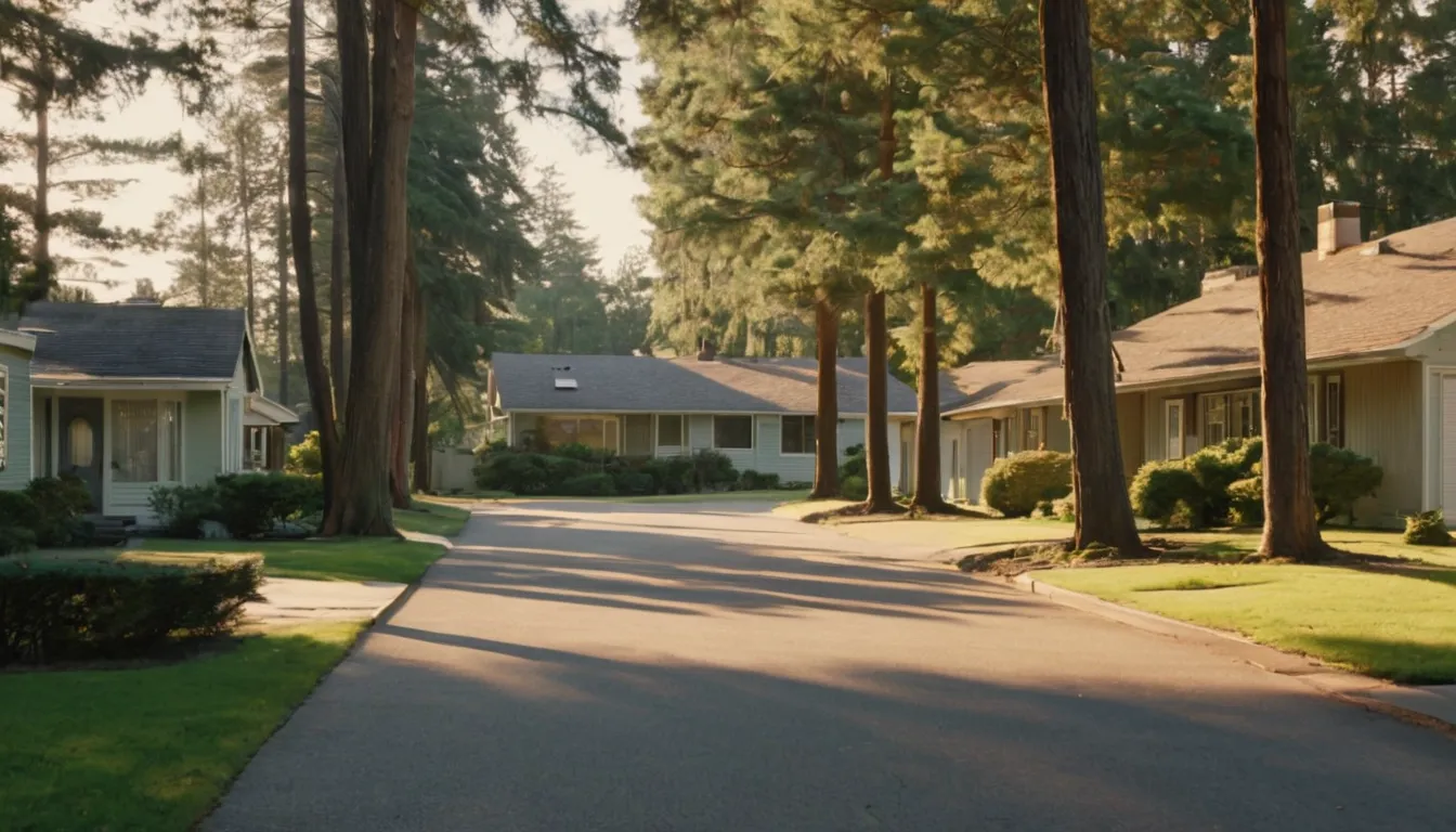 Neighborhood street with mature trees across the Orange area